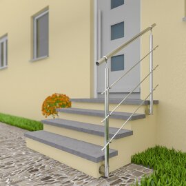 Edelstahl Treppengeländer Kugelring 1200 2x Pfosten Seitenmontage 3 Querstreben