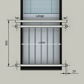 Cosch Edelstahl V2A Französischer Balkon Außenbefestigung System 100 x 90 cm ohne Vollwärmeschutz