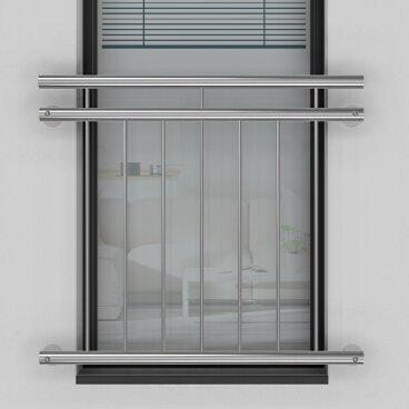 Edelstahl V2A Französischer Balkon Außenbefestigung System 185 x 90 cm bis 15 cm Vollwärmeschutz