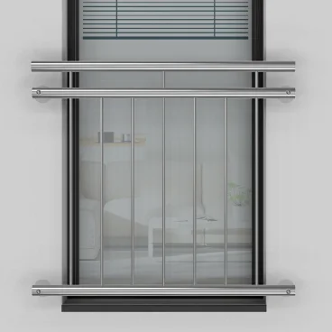 Edelstahl V2A Französischer Balkon Außenbefestigung System 225 x 90 cm bis 30 cm Vollwärmeschutz