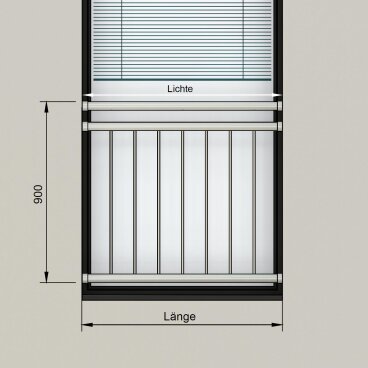 Edelstahl V2A Französischer Balkon Innenbefestigung System 100 x 90 cm ohne Vollwärmeschutz