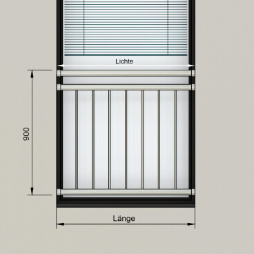 Edelstahl V2A Französischer Balkon Innenbefestigung System 100 x 90 cm Holzständerbauweise