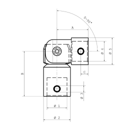 Cosch Edelstahl Traversenhalter Querstabhalter Verbinder 0° - 90° mit Gelenk mit Madenschraube