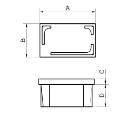 Cosch Edelstahl Einsteckkappe für Vierkantrohre Edelstahl V4A (AISI 316) geschliffen K240 40 x 20 x 1,5-2,0 mm