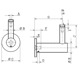 Cosch Edelstahl Handlaufträger inkl. Adapter für Rohranschluss gerade und Ø 40,0 - 48,3 mm