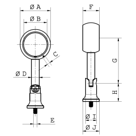 Cosch Edelstahl Rohrstütze Rohraufsatz mit Gelenk Edelstahl V2A (AISI 304) geschliffen K240