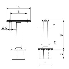 Cosch Edelstahl Handlaufträger für Vierkantrohr Edelstahl V2A (AISI 304) geschliffen K240 40 x 40 x 2,0 mm