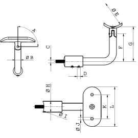 Cosch Edelstahl Handlaufträger mit Gelenk für seitliche Montage Edelstahl V2A (AISI 304) geschliffen K240 Ø 42,4 mm Ø 42,4 mm
