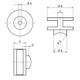 Cosch Edelstahl Glashalter Glasklemmhalter rund 60 x 28 mm einseitige Öffnung - Modell 40 Edelstahl V2A (AISI 304) geschliffen K240 gerade Glasstärke 8,00 mm