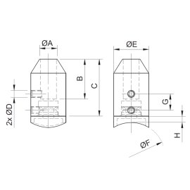 Cosch Edelstahl Füllstabhalter zweiteilig für Ø 12 mm Edelstahl V2A (AISI 304) geschliffen K240 gerade