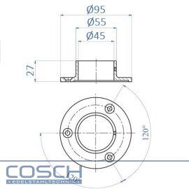 Cosch Edelstahl V2A geschliffen Wandanschlussplatte...