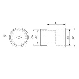Cosch Edelstahl Universaladapterstecker für Holzhandlauf Ø 45,0 mm geschliffen V4A