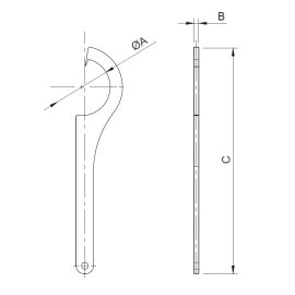 Cosch Edelstahl Hakenschlüssel V2A geschliffen geeignet zur Festellung der Punkthalter Ø 30 mm