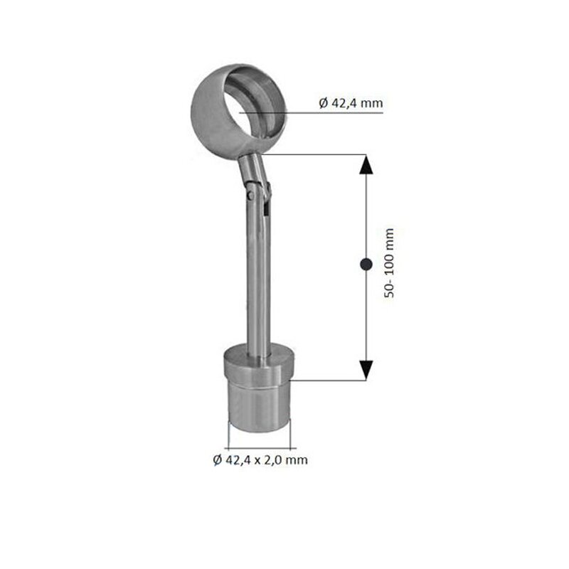 Flexible Edelstahl Rohrstütze mit Gelenk für verschiedene Rohr-Ø Handlaufträger 