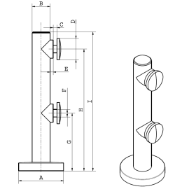 Cosch Edelstahl Glasklemme zur Bodenmontage für Glasstärke 8,00 - 17,52 mm