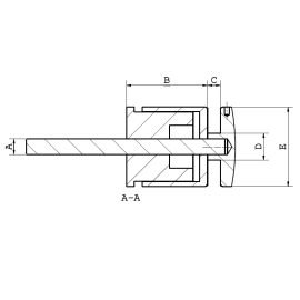 Cosch Edelstahl Punkthalter leicht gewölbt Modell Flex 2 geschliffen Korn 240 für Glasstärke 8,00 - 17,52 mm